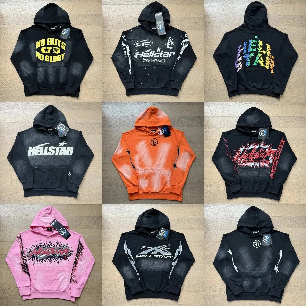 Hell*star  洗水做旧帽衫男女青少年情侣装卫衣 w2crep.com (44)