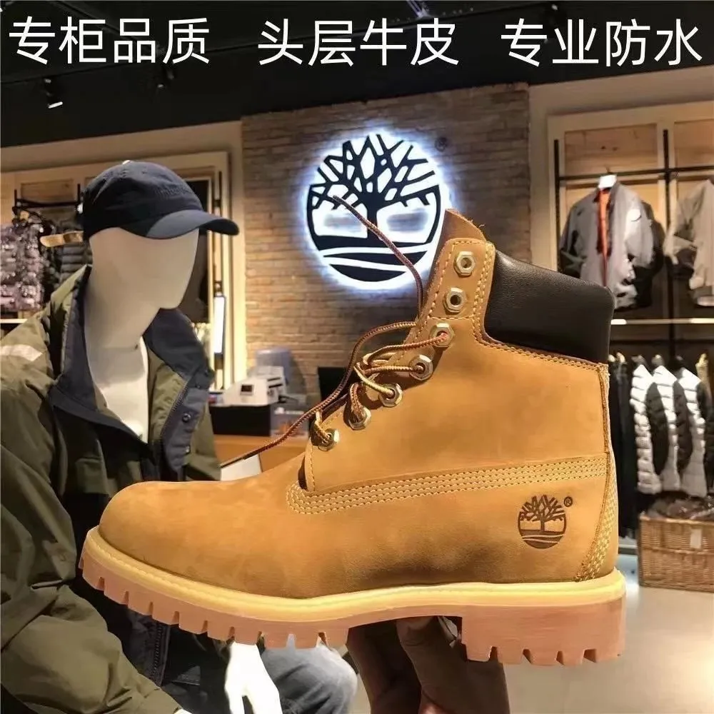 天伯伦高档头层牛皮大黄靴百搭男女款复古马丁靴，dr.马丁靴1460 (44)